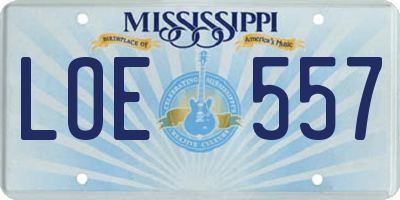 MS license plate LOE557