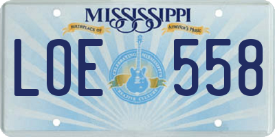 MS license plate LOE558