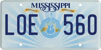 MS license plate LOE560