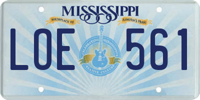 MS license plate LOE561