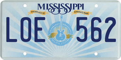 MS license plate LOE562