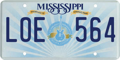 MS license plate LOE564