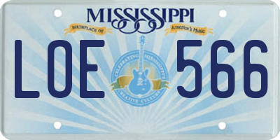 MS license plate LOE566