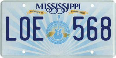 MS license plate LOE568
