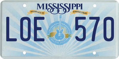 MS license plate LOE570