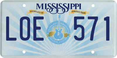 MS license plate LOE571