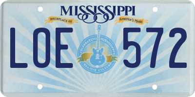 MS license plate LOE572