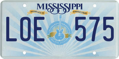 MS license plate LOE575
