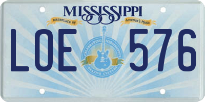 MS license plate LOE576