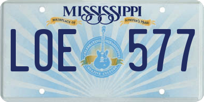 MS license plate LOE577