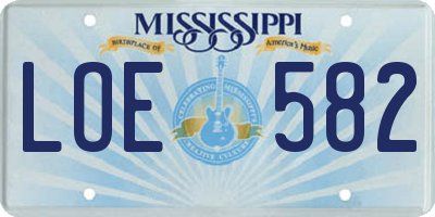 MS license plate LOE582