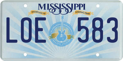 MS license plate LOE583