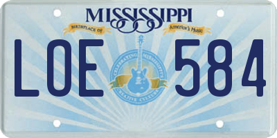 MS license plate LOE584