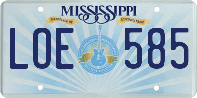 MS license plate LOE585