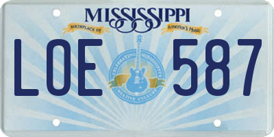 MS license plate LOE587