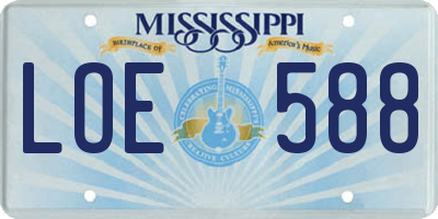 MS license plate LOE588