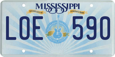 MS license plate LOE590