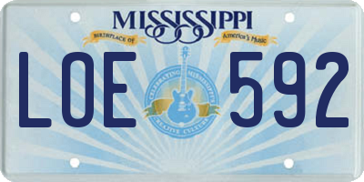 MS license plate LOE592