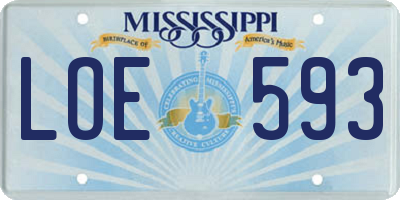 MS license plate LOE593