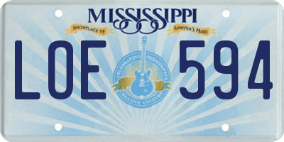 MS license plate LOE594