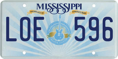 MS license plate LOE596