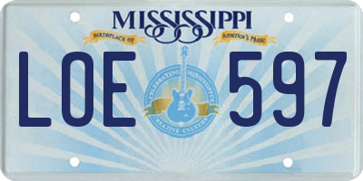 MS license plate LOE597