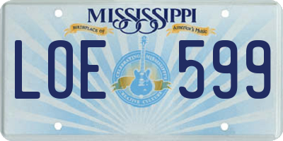 MS license plate LOE599