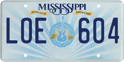 MS license plate LOE604