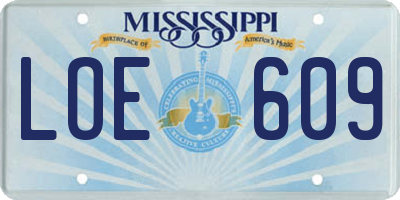 MS license plate LOE609