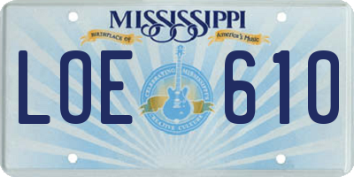 MS license plate LOE610