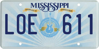 MS license plate LOE611