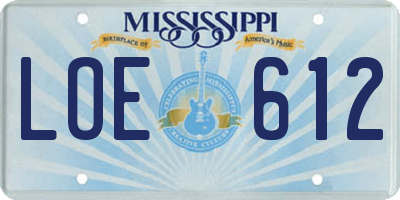 MS license plate LOE612