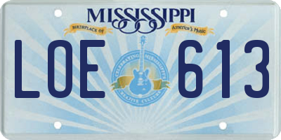 MS license plate LOE613