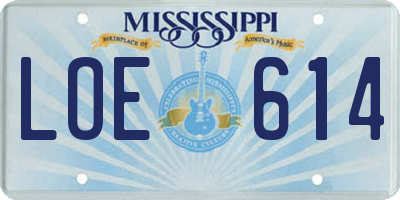 MS license plate LOE614