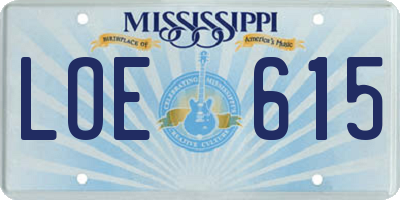 MS license plate LOE615