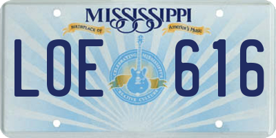 MS license plate LOE616