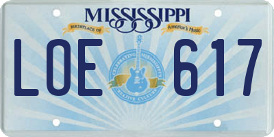 MS license plate LOE617
