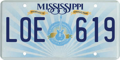 MS license plate LOE619