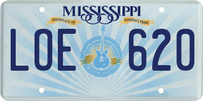 MS license plate LOE620