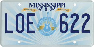 MS license plate LOE622