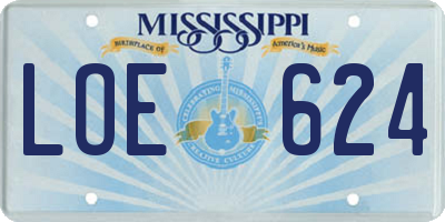 MS license plate LOE624