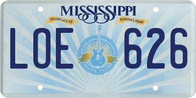 MS license plate LOE626