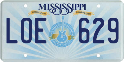 MS license plate LOE629