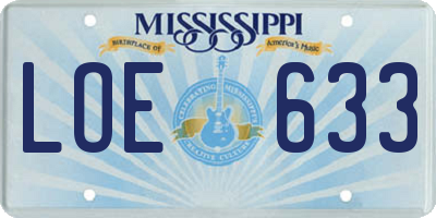 MS license plate LOE633