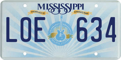 MS license plate LOE634