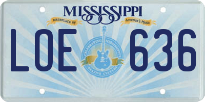 MS license plate LOE636