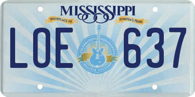 MS license plate LOE637