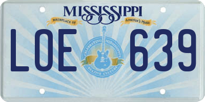 MS license plate LOE639
