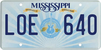 MS license plate LOE640
