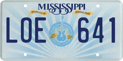 MS license plate LOE641